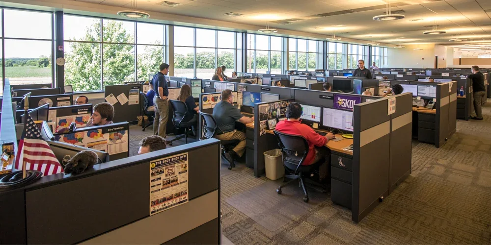 Business team working in a technology-supported office